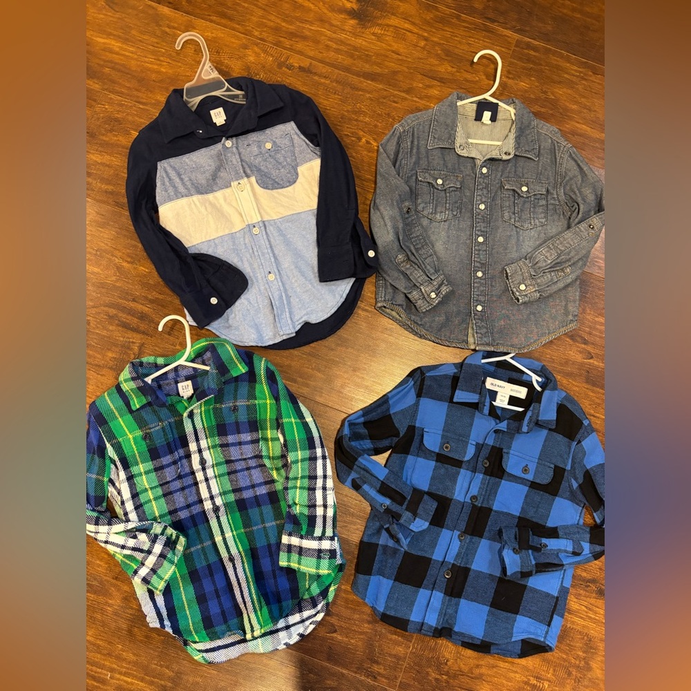 GAP Kids Navy and Light Blue Button-Up Shirt